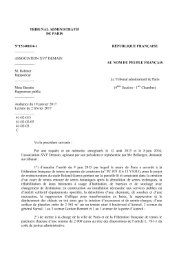 ASSOCIATION XVI DEMAIN - Tribunal administratif de Paris