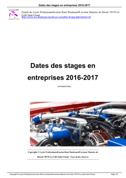 Dates des stages en entreprises 2016-2017