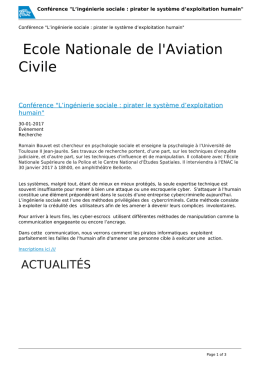 Conférence "L`ingénierie sociale : pirater le système d