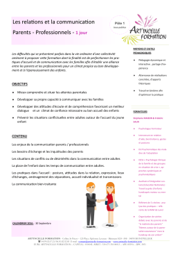 Les relations et la communication Parents - Professionnels