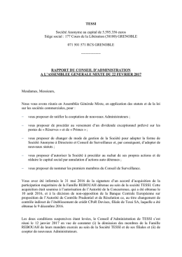 TESSI - Rapport du conseil d`administration à l`assemblée générale
