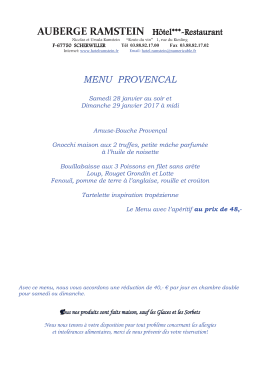 Menu Proven&ccedil;al - Restaurant Ramstein