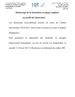 Démarrage de la formation en langue anglaise au profit des