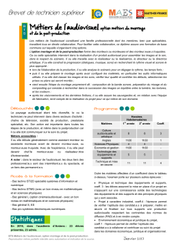 BTS Métiers de l`audiovisuel option montage et post