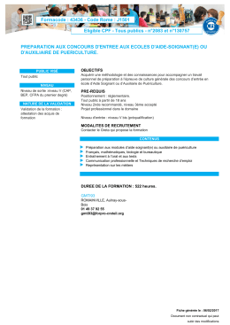 Formacode : 43436 - Code Rome : J1501 Eligible CPF
