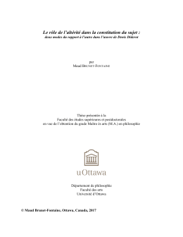 Le r&ocirc;le de l`alt&eacute;rit&eacute; dans la constitution du sujet :