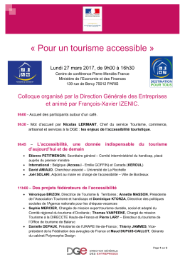 Pour un tourisme accessible - Direction Générale des Entreprises