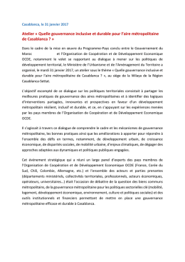 Atelier « Quelle gouvernance inclusive et durable pour l`aire