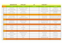 SEMAINE DU 30/01/2017 AU 03/02/2017