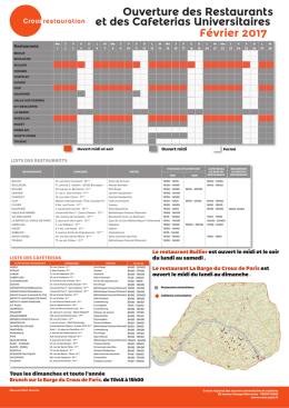 Ouverture des Restaurants et des Cafeterias