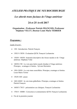 ATELIER PRATIQUE DE NEUROCHIRURGIE Les abords trans