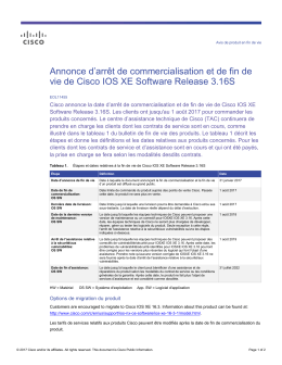 Annonce d`arrêt de commercialisation et de fin de vie de Cisco IOS