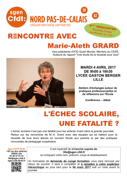 RENCONTRE AVEC Marie-Aleth GRARD L`ÉCHEC SCOLAIRE