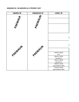 Activit&eacute;s du 28 janvier au 3 f&eacute;vrier