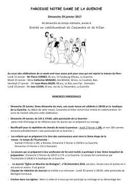 information du 29 janvier 2017