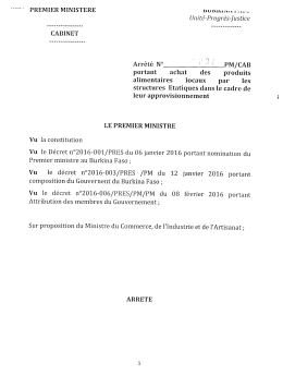 portant achat des produits alimentaires locaux par les