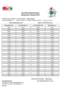 Horaire des navettes