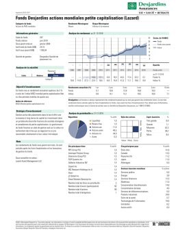 Fonds Desjardins actions mondiales petite capitalisation (Lazard)