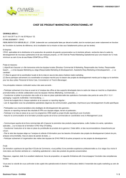 Offre CHEF DE PRODUIT MARKETING