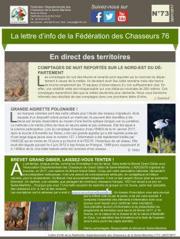 Consultez la 73ème lettre d`info hebdomadaire
