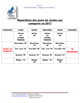 Horaire des parties sur semaine 2017