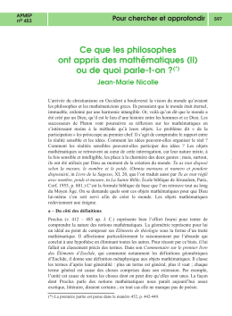 Ce que les philosophes ont appris des math&eacute;matiques (II)