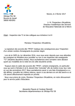 Nevers, le 2 février 2017 SNUipp-FSU 58 Bourse du travail 58000