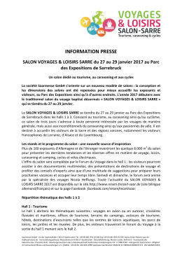 Communiqu&eacute;s de presse SALON VOYAGES - reisen-freizeit
