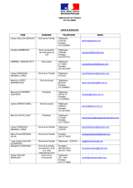 LISTE D`AVOCATS NOM DOMAINE TELEPHONE EMAIL Carlos