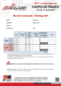 Bon de Commande - Circuit de Nogaro