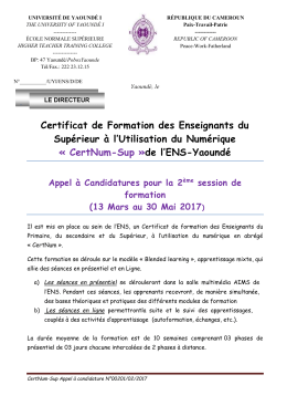 CertNum-Sup &raquo;de l`ENS-Yaound&eacute;