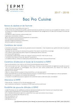 Bac Pro Cuisine