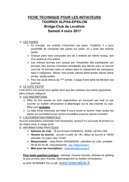 FICHE TECHNIQUE POUR LES INITIATEURS TOURNOI ALPHA