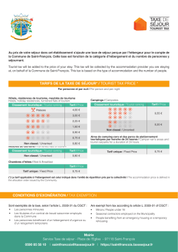 tarifs de la taxe de s&eacute;jour* / tourist tax price * conditions d