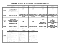 Planning du camps - La grange aventure