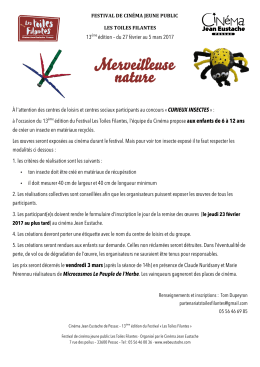 13&egrave;me &eacute;dition &ndash; du 27 f&eacute;vrier au 5 mars 2017 &Agrave; l`attention des