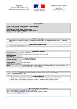 fiche de poste - Ambassade de France en Gr&egrave;ce