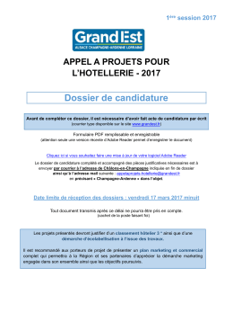 Dossier de candidature 17 Champagne