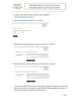 Réinitialisation du mot de passe de votre identifiant UQAC à partir