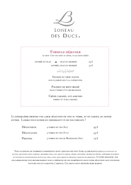 Formule déjeuner - Relais Bernard Loiseau