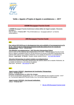 Veille « Appels à Projets et Appels à candidatures » - 2017