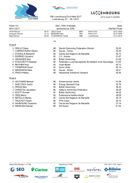 29.1.2017 Event 131 Men, 100m Freestyle Open 29.01