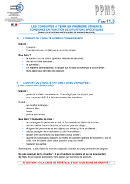 LES CONDUITES &Agrave; TENIR EN PREMI&Egrave;RE URGENCE