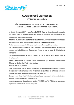 COMMUNIQUÉ DE PRESSE