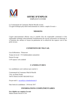 offre d`emploi - Communauté de Communes du Val de Moselle