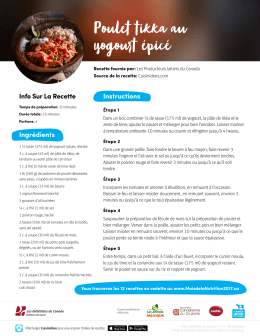 Poulet tikka au yogourt &eacute;pic&eacute;
