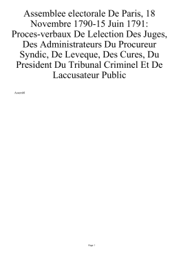 Assemblee electorale De Paris, 18 Novembre 1790