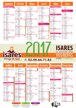 le calendrier ISARES 2017