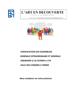 Assembl&eacute;e G&eacute;n&eacute;rale Extraordinaire et G&eacute;n&eacute;rale Ordinaire 2016 en