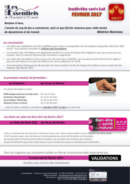 fevrier 2017 - Les Essentiels, centre de formation aux Techniques